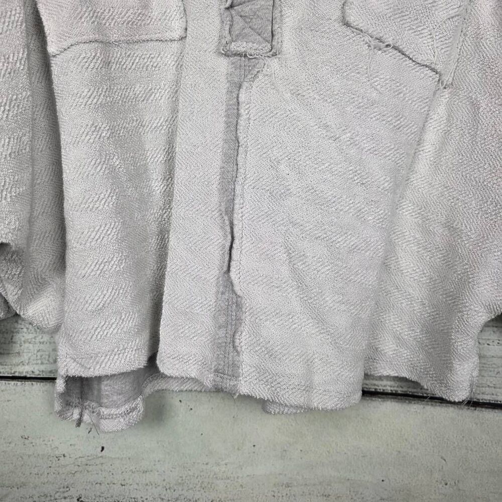 Bucket List M Gray Raw Hem Button Front Top - image 4